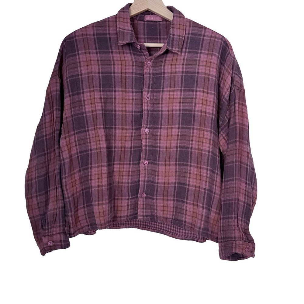 CP Shades Ramona Gauze Plaid Button Shirt Sz XS